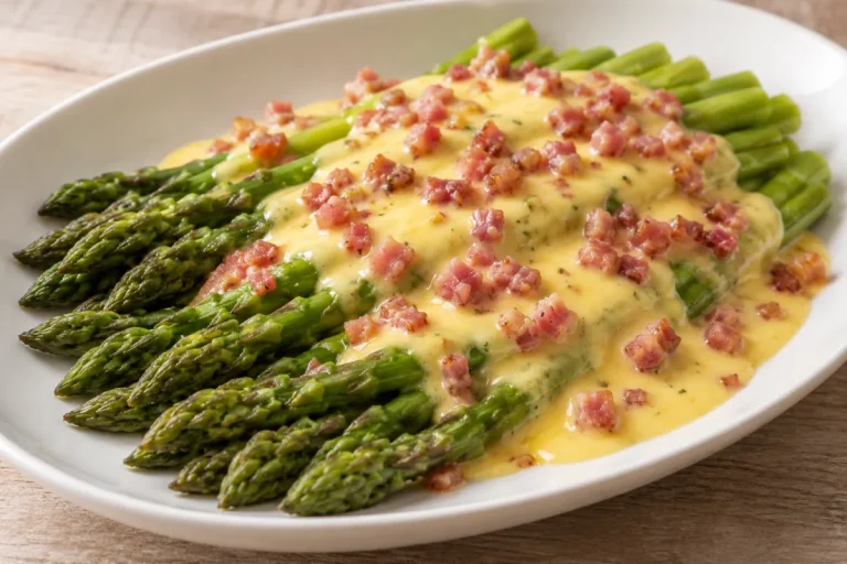 Antipasto o Contorno, Asparagi al vapore in salsa olandese con pancetta TM31