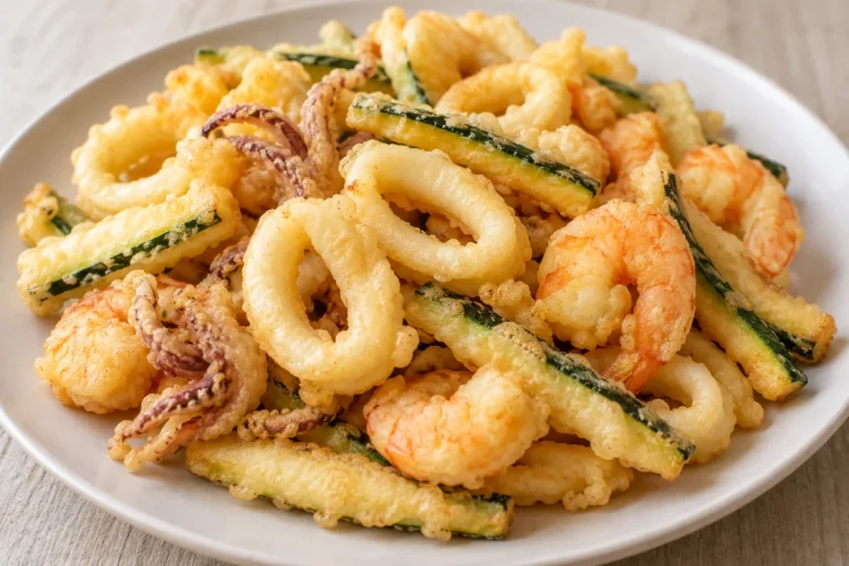 Antipasto o Secondo di Pesce, Calamari e Gamberi in Pastella