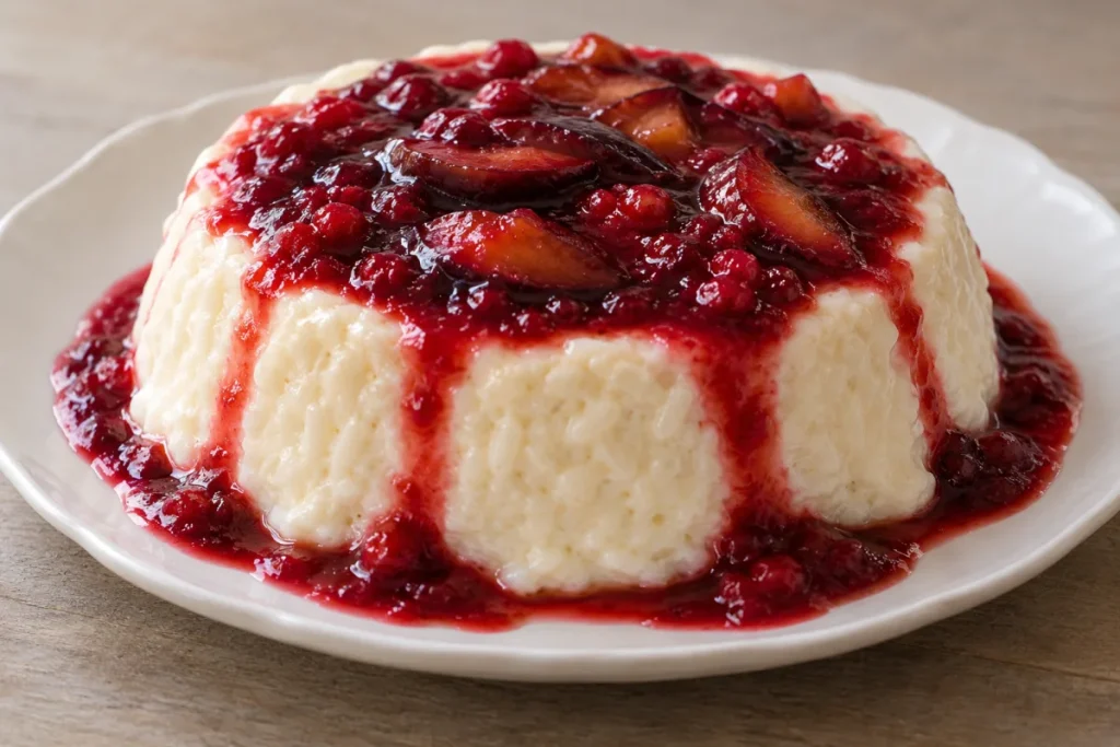 Budino di Riso con Salsa di Ribes e Prugne
