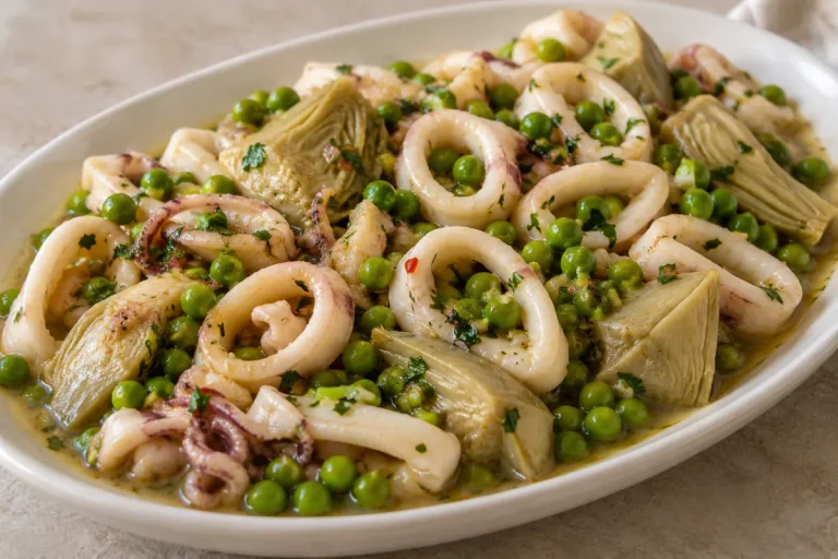 Calamari con Carciofi e Piselli