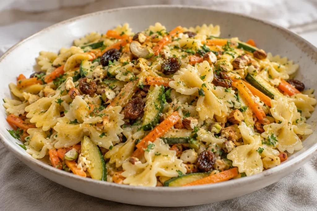 Farfalline con Zucchine, Carote e Frutta Secca