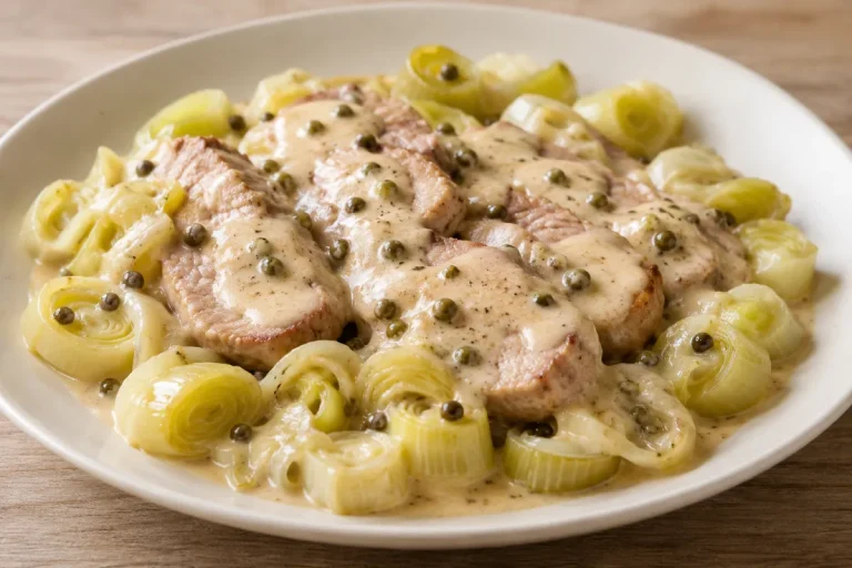 Filetto ai Porri con Salsa al Pepe Verde