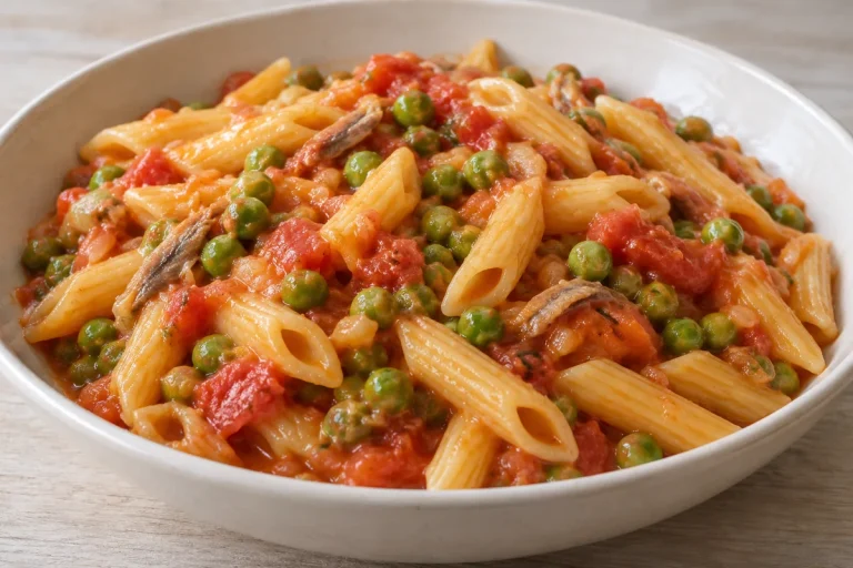 Pasta Risottata con Piselli, Acciughe e Pomodoro
