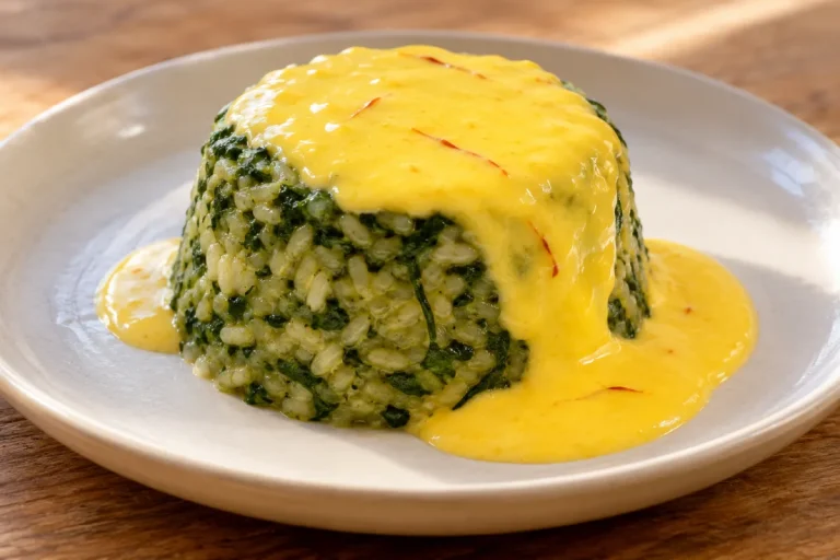 Primi Piatti o Antipasti, Sformatini di riso verde alla crema di zafferano TM31