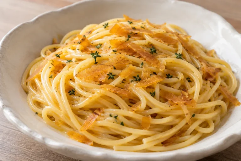 Primo di Pesce, Spaghetti con Bottarga, Vino e Timo