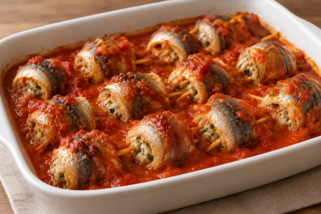 Rotoli di Sardine in Salsa