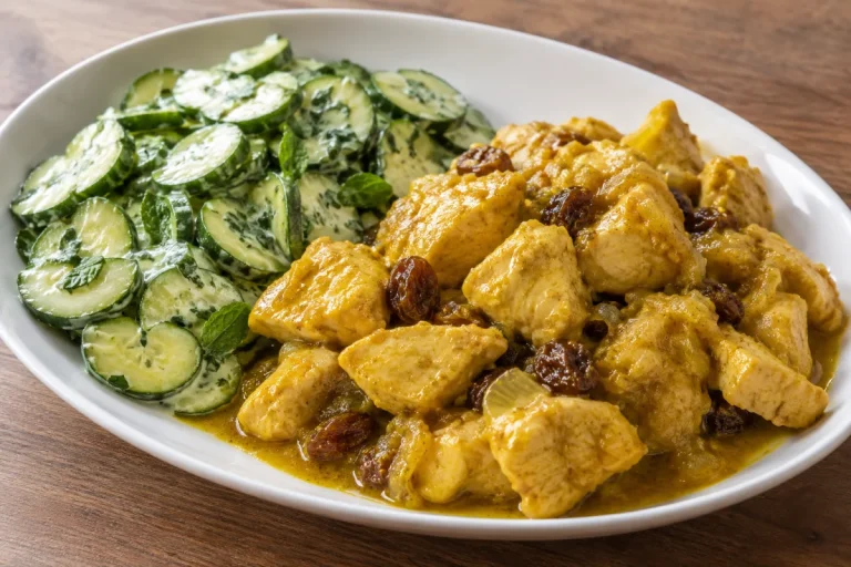 Secondo, Pollo al Curry con Insalata di Zucchine