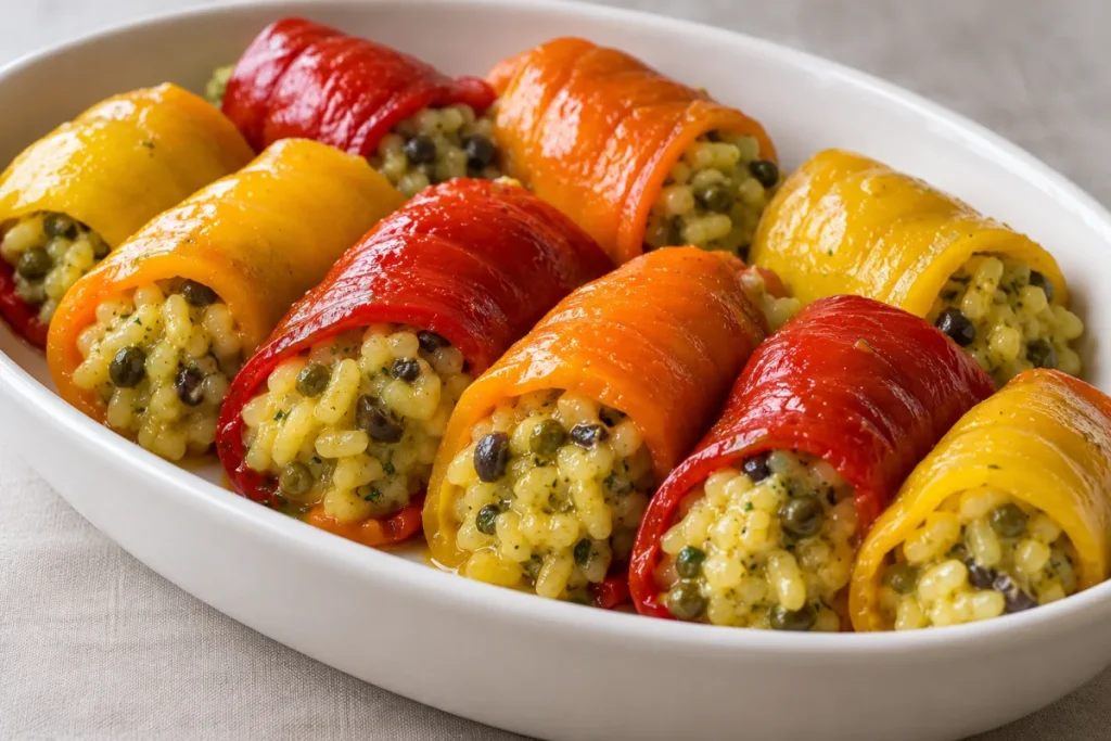 Secondo, Rotoli di Peperoni al Pilaf