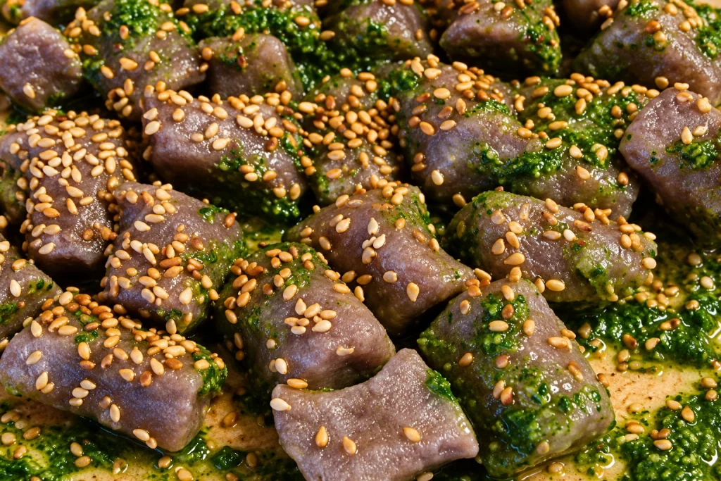 Bimby, Gnocchi di Melanzana al Pesto di Rucola